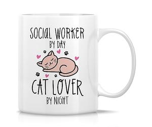 Tasse À Thé Cadeau pour assistante sociale amoureuse des chats | Tasse en céramique durable Tasse À Café céramique Tasse amusante pour Anniversaire, Noël, Bureau, 330ml