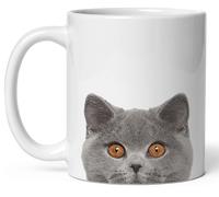 Tasse À Thé Chat British Shorthair Bleu Assis, Le Visage Gris Qui Regarde Porcelaine Mug En Céramique Minimaliste Tasses De Café Pour Homme Femme Boissons