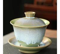Tasse à thé chinoise en porcelaine Gaiwan, Gaiwan en céramique pigmentée 150 ml multicolore avec couvercle et soucoupe(F)
