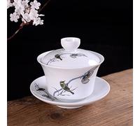 Tasse à thé chinoise en porcelaine Gaiwan, Service à thé Gaiwan en céramique bleu et blanc avec tasse et soucoupe 150 ml