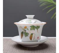 Tasse à thé chinoise en porcelaine Gaiwan, Service à thé Gaiwan en porcelaine blanche 150 ml(4)