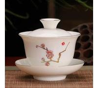 Tasse à thé chinoise en porcelaine Gaiwan, Service à thé Kung Fu en céramique blanche Gaiwan pigmenté fait main(I)