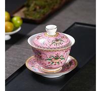 Tasse à thé chinoise en porcelaine Gaiwan, Service à thé Kung Fu Gaiwan en céramique fait à la main, bol à thé peint à la main, 180 ml, 9,5 x 11,5 cm(6)