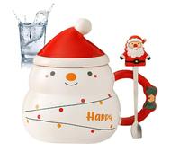 Tasse à thé de Noël - Tasse à lait en céramique de 500 ml avec couvercle en forme de chapeau de Noël et cuillère de Père Noël, tasse à jus avec poignée pour café, thé, chocolat chaud, boissons