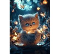 Tasse À Thé Diamond Painting Adulte, 5D DIY Chien Diamant Kit Complet, Peinture Diamant Full Drill Artisanat Cristal Strass Point de Croix Painting pour Adultes, Décoration Intérieur 80x100cm A62S-41