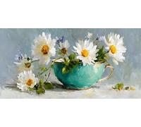 Tasse à thé Diamond Painting Adulte, Vert Enfant Débutant Diamond Painting Art, 5D DIY Cristal Broderie Kit, Peinture Diamant Adulte Grand Format, pour la Maison Murale Décoration Cadeau 20x40cm z-71