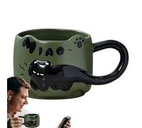 Tasse à thé empilable en céramique motif chat - Jolie tasse décorative en céramique - Vaisselle amusante pour la cuisine - Pour femmes et filles - Pour maman et papa