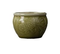Tasse à thé en céladon, tasse du propriétaire, bol doré avec motif de incrusté d'argent, vase Feng Shui, service céramique, petit domestique, récipient trempage(B)