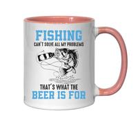 Tasse à thé en céramique « Fishing Can't Solve All My Problems That's What Beer Is For » - Rose