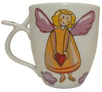 Tasse à thé en porcelaine avec motif ange gardien (avec cœur, rouge).