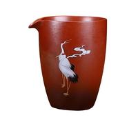 Tasse à thé en porcelaine japonaise Gong Dao Bei, motif grue chinoise Cha Hai, tasse à thé Kung Fu, carafe à thé rétro changée au four (rouge)