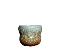 Tasse à thé en relief céladon, grande tasse faite la main, simple céramique, de ménage, service Kung Fu, nuage bon augure(Shape B)