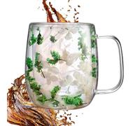 Tasse à thé en verre à fleurs séchées - tasses en verre à double paroi | tasse à double paroi avec fleurs séchées pour café, tasse en verre à double paroi avec fleurs séchées résistante à la chaleur