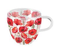 Tasse à thé en verre double paroi coquelicots dété