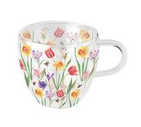 Tasse à thé en verre double paroi fleurs du printemps