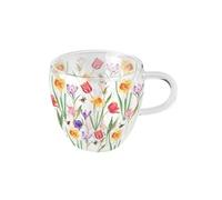 Tasse à thé en verre double paroi fleurs du printemps