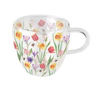 Tasse à thé en verre double paroi fleurs du printemps