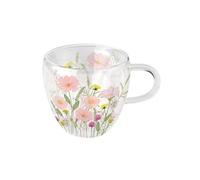 Tasse à thé en verre double paroi fleurs sauvages