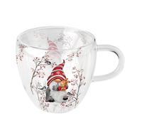 Tasse à thé en verre double paroi lutin de Noël