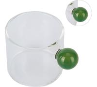 Tasse à thé en verre Tasse à café en verre transparent résistant à la chaleur avec poignée boule 120mlPoignée verte