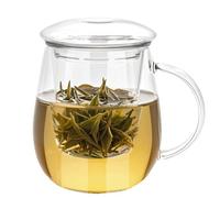 Tasse à Thé En Verre Transparent 500ml Avec Passoire Et Couvercle - Forme de Champignon - Cadeaux d'Anniversaire Pour Maman Papa Grands-Parents