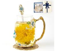Tasse à thé en verre transparent avec cuillère, coffret cadeau pour maman, épouse, grand-mère, fille, amie, Saint-Valentin, Noël, anniversaire, jus de fruits, boissons chaudes et froides