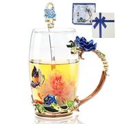 Tasse à thé en verre transparent avec cuillère, coffret cadeau pour sa maman, épouse, grand-mère, filles, amis, Saint-Valentin, Noël, anniversaire, jus de fruits, boissons chaudes et froides