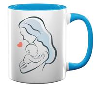 Tasse à thé et café en céramique avec inscription « Mother and Infant Child Love Heart » - Bleu clair