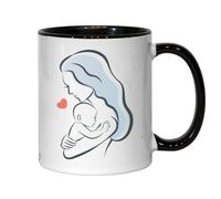 Tasse à thé et café en céramique avec inscription « Mother and Infant Child Love Heart » - Noir