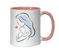 Tasse à thé et café en céramique avec inscription « Mother and Infant Child Love Heart » - Rose