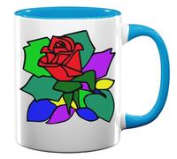 Tasse à thé et café en céramique avec motif abstrait et coloré - Bleu clair