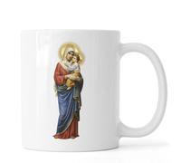 Tasse à thé et café en céramique blanche avec icône Theotokos de Marie et Jésus