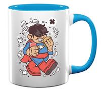 Tasse à thé et café en céramique Motif super-héros Bleu clair