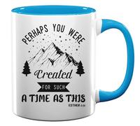 Tasse à thé et café en céramique « Perhaps You were created for such a time as this Esther 4 14 » - Bleu clair