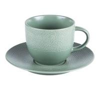 Tasse à thé et sa soucoupe Vésuvio sauge 22 cl (lot de 6) - Table Passion - Vert - Grès Vert G