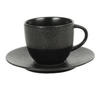 Tasse à thé et sous-tasse Vésuvio noir 22 cl (lot de 6) - Table Passion - Noir - Grès Noir G