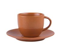Tasse à thé et sous-tasse Vésuvio terra 22 cl (lot de 6) - - Orange - Grès