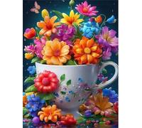Tasse à thé Fleur Puzzle 120 Pièces pour Adultes, Puzzle Impossible, Puzzles Classique pour Adulte, Puzzles Coloré Jeu de Famille et Team Building