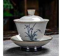 Tasse à thé Gaiwan, Tasse à thé chinoise en porcelaine Gaiwan, service céramique multicolore 180ml(Orchid)