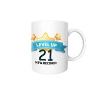 Tasse à thé Level up pour 21e anniversaire - Cadeau d'anniversaire pour fils, fille, petite-fille, 21 ans - Passe au lave-vaisselle - Passe au micro-ondes