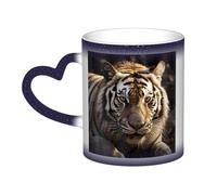 Tasse à thé magique en céramique avec impression tigre animal changeant de couleur nuit étoilée pour un cadeau unique