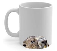 Tasse À Thé Marmotte Curieuse, Souris Mignonne Qui Jette Un Coup D'Œil. Porcelaine Mug En Céramique Minimaliste Mugs À Café Pour Homme Frère Lait