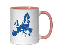 Tasse à thé ou café en céramique avec carte des États membres de l'Union européenne Rose