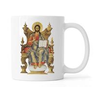Tasse à thé ou café en céramique avec icône orthodoxe orientale de Jésus-Christ, blanc