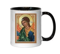 Tasse à thé ou café en céramique avec icône orthodoxe orientale de l'archange Gabriel Noir
