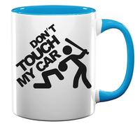 Tasse à thé ou café en céramique avec inscription « Don't Touch My Car » - Bleu clair