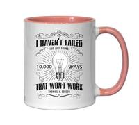 Tasse à thé ou café en céramique avec inscription « I Haven't Failed I've Just Found 10000 Ways That Don't Work Thomas Edison » Rose