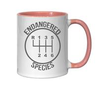 Tasse à thé ou café en céramique avec inscription « Manual Transmission Is Endangered Species » Rose