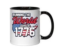 Tasse à thé ou café en céramique avec inscription « United States Of America Running The World Since 1776 » Noir