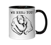 Tasse à thé ou café en céramique avec inscription « We Need You Uncle Sam Hand » Noir
